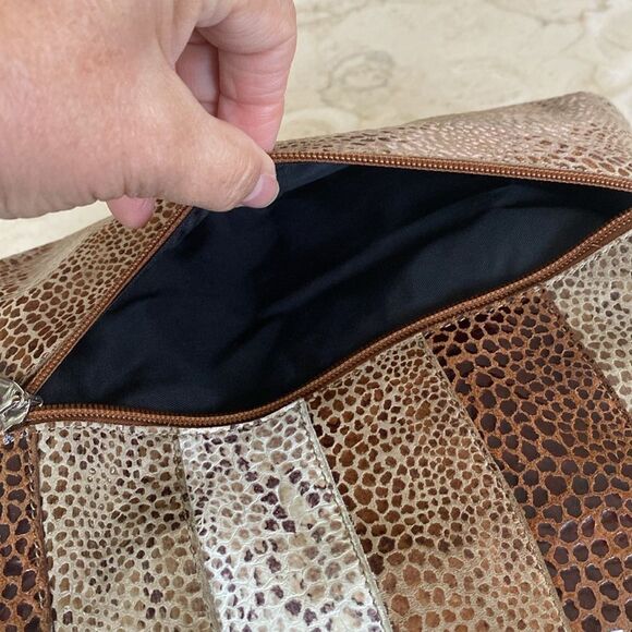 Vintage 1980s Due Fratelli Snakeskin Embossed Leather Dual Handle/ Shoulder Bag - Picture 15 of 15